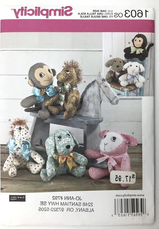 Naaipatroon Dieren - Patroon Stuk - Knuffels Maken - 8 Verschillende Looks - ÉÉN MAAT - Wit