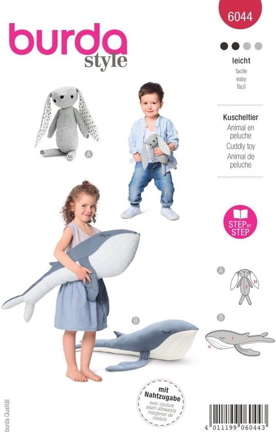 Naaipatroon Knuffeldieren Walvis en Haas - Papier Formaat