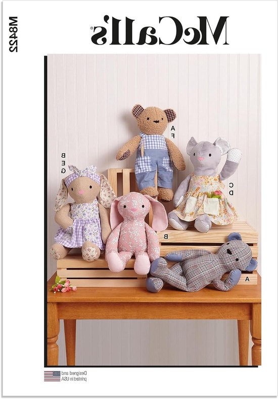 Naaipatroon Knuffels - Dieren Patroon - Zelf Maken - Inclusief Kleding - 15 Inch - Meerkleurig