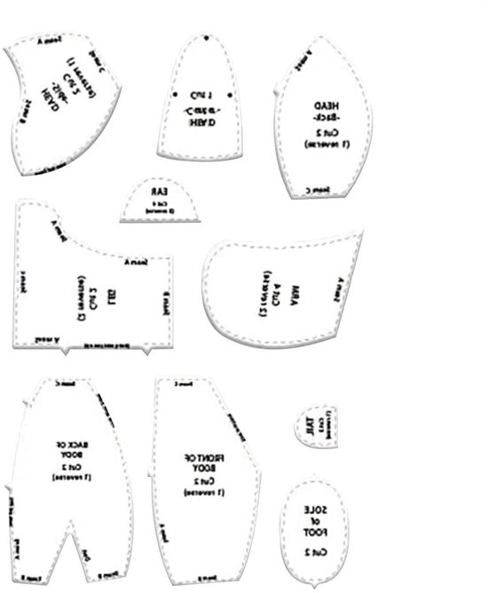 Naaipatroon Sjabloon - Geheugenbeer Set - Knuffels Maken - 10 Verschillende Vormen - 15 Inch Model - Transparant