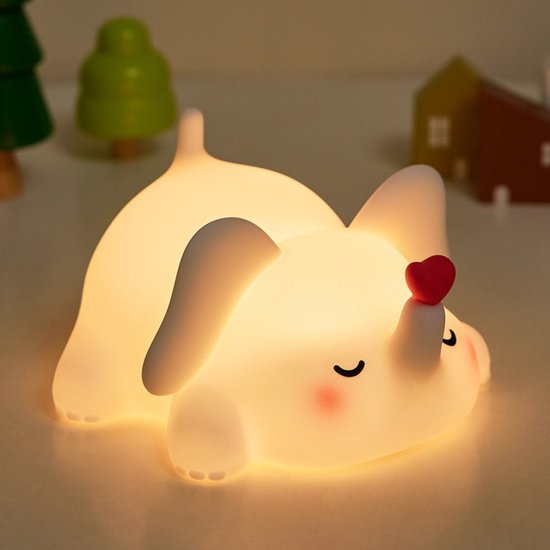 Nachtlampje voor Kinderen | Olifant | 100% BPA vrij | Oplaadbaar | Timer | Dimbaar | Nachtlampje Baby | USB | LED | Zacht Siliconen | Babykamer verlichting | Veilig voor kinderen | Cadeau | Kinder Nachtlampje | Slaaptrainer | van Little Stars