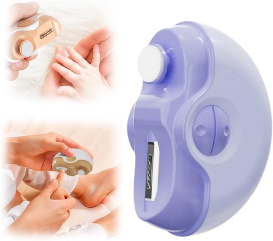 Nagelknipper - Elektrische nagelvijl - Elektrische nagelknipper - 3-in-1 elektrische nagelknipper met automatische polijstfunctie - Nieuwe automatische nagelknipper voor vingers en tenen - Elektrische nageltrimmer met 2 instelbare snelheden(Paars) van Merkloos