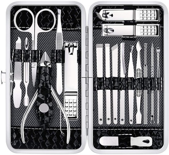 Nagelknipper Set - 19 Delen Manicure en Pedicure Kit - Professionele Verzorgingsset met Reistas - Cadeau voor Mannen en Vrouwen van BeSafePro