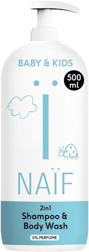 Naïf - 2 in 1 Shampoo & Body Wash - 0% parfum - Baby's & Kinderen - 500ml van Merkloos