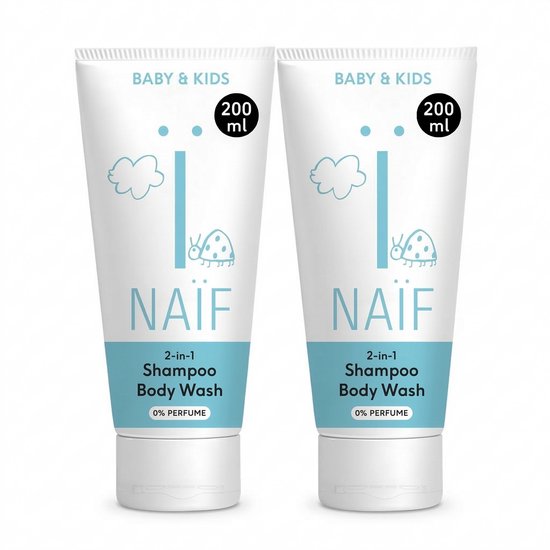 Naïf - 2 in 1 Shampoo & Body Wash - Baby's & Kinderen- 0% Parfum - 2x200ml van Merkloos