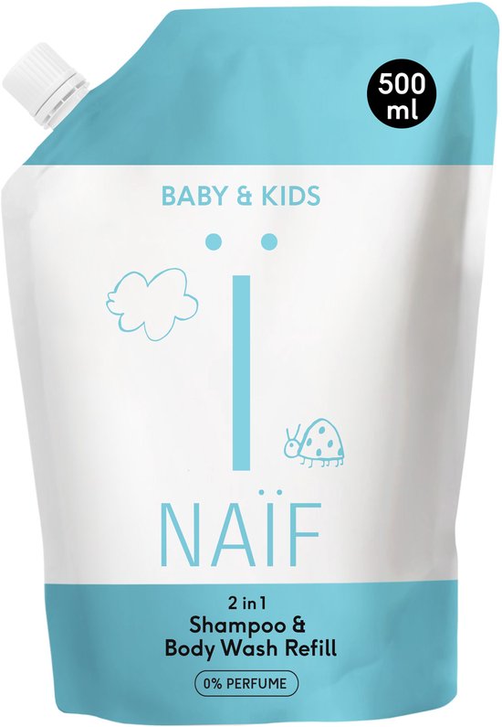 Naïf - 2 in 1 Shampoo & Body Wash - navulverpakking - 0% parfum - Baby's & Kinderen - 500ml van Naïf