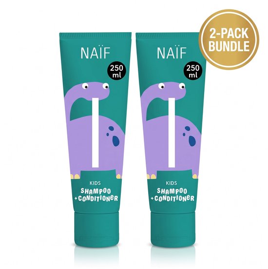 Naïf - 2-in-1 Shampoo & Conditioner Voordeelset - Kids - Haarverzorging - Natuurlijke Ingrediënten - Verzorgend - 2x250ml