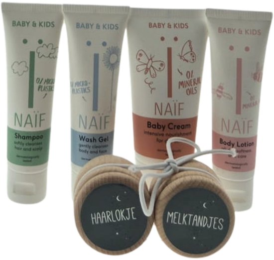 Naif Baby Kraamcadeau met mini set & Bewaardoosjes voor Tanden & Haarlokje - Luxe Cadeauset - Giftbox - Perfect Geschenk voor Baby's van Merkloos