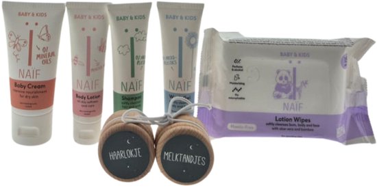 Naif Baby Kraamcadeau Verzorging - Billendoekjes & Bewaardoosjes - Luxe Verzorgingsset - Wellness Giftbox - Verwen Cadeaupakket voor Baby's van Naïf