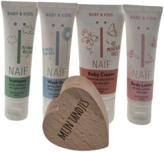 Naif Baby Kraamcadeau Verzorging Mini's met Tandbewaardoosje – Luxe Verzorgingsset | Wellness Giftbox | Verwen Cadeaupakket voor Baby's van Naïf