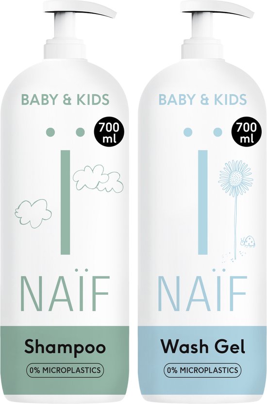 Naïf - Baby Shampoo & Baby Wasgel Voordeelset - XXL Pompfles - Baby's & Kinderen - met Natuurlijke Ingrediënten - 2x700ml van Naïf