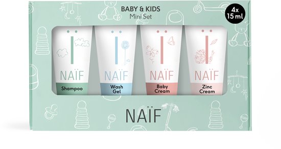 Naïf - Babyverzorging miniset - Wasgel, Shampoo, Baby Crème, Zinkcrème van Merkloos