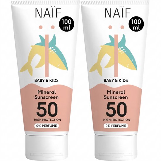 Naïf - Minerale Zonnebrand - SPF 50 - Parfumvrij - 2x100 ml van Merkloos