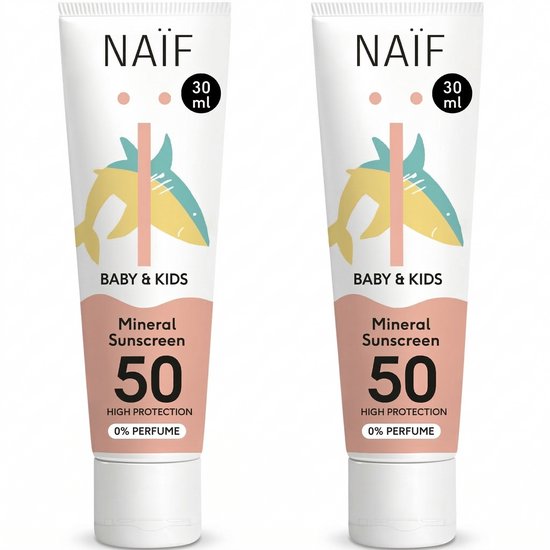 Naïf - Minerale Zonnebrand - SPF50 - 0% perfume - 2x30ml van Merkloos