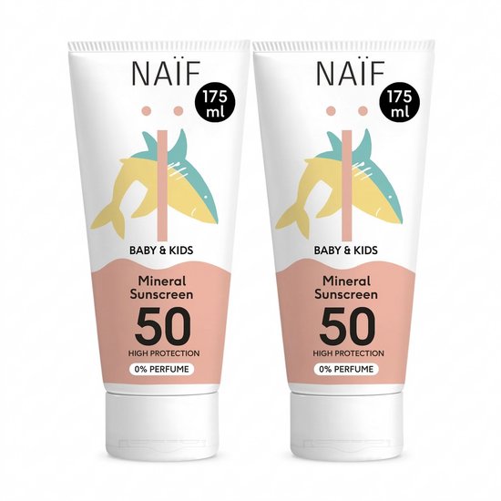 Naïf Minerale Zonnebrand - Zonnebrandcrème - SPF50 - Zonder Parfum - Hoge UVA/UVB Bescherming - 2x175ml van Merkloos