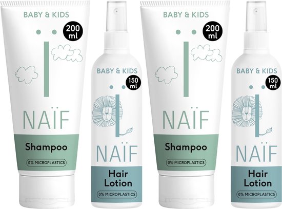 Naïf - Shampoo & Haarlotion Voordeelset - 4 Babyverzorging producten - Baby's & Kinderen - met Natuurlijke Ingrediënten van Naïf