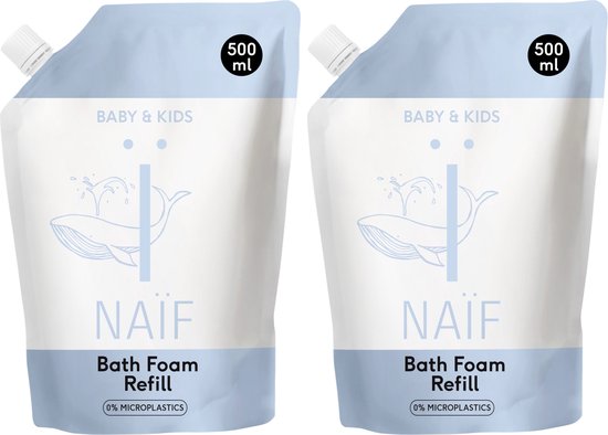 Naïf - Verzorgende Badschuim Set - Refill - Baby's & Kinderen - met Natuurlijke Ingrediënten - 2x500ml van Naïf