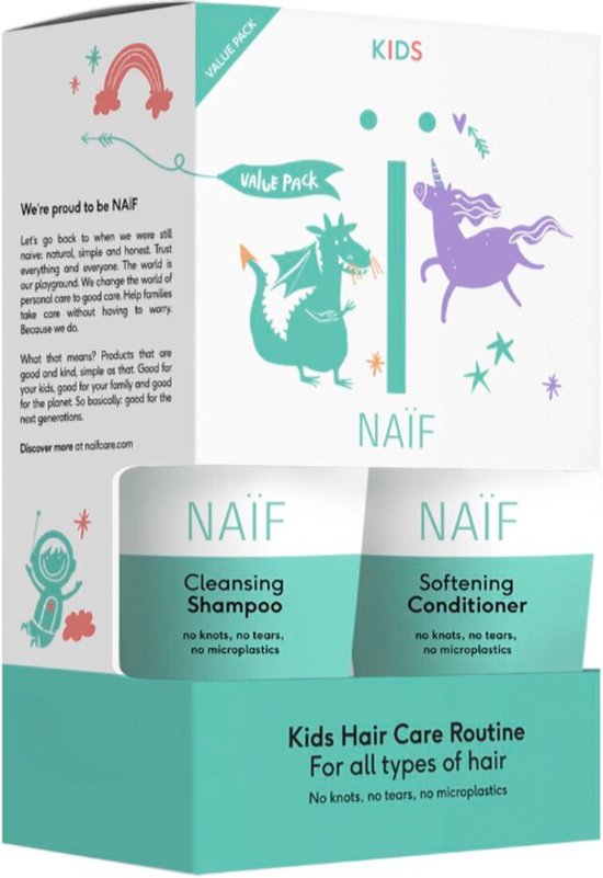 Naïf Voedende Shampoo en Conditioner - Kids - 2x 100ml - Voordeelverpakking - met Natuurlijke Ingrediënten van Naïf