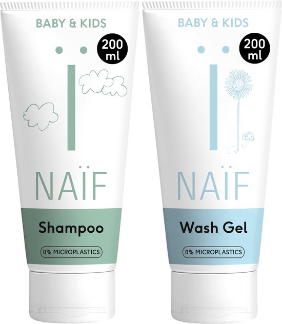 Naïf - Wasgel & Shampoo Voordeelset - Babyverzorging - Baby's & Kinderen - met Natuurlijke Ingrediënten - 2x 200ml van Naïf