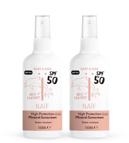 Naïf - Zonnebrand Spray Voordeelset - Baby's & Kinderen - SPF50 - met Natuurlijke Ingrediënten - 2x100ml van Naïf