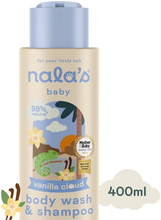 Nalas Baby Body Wash & Shampoo Vanilla Cloud, 400ml van Merkloos