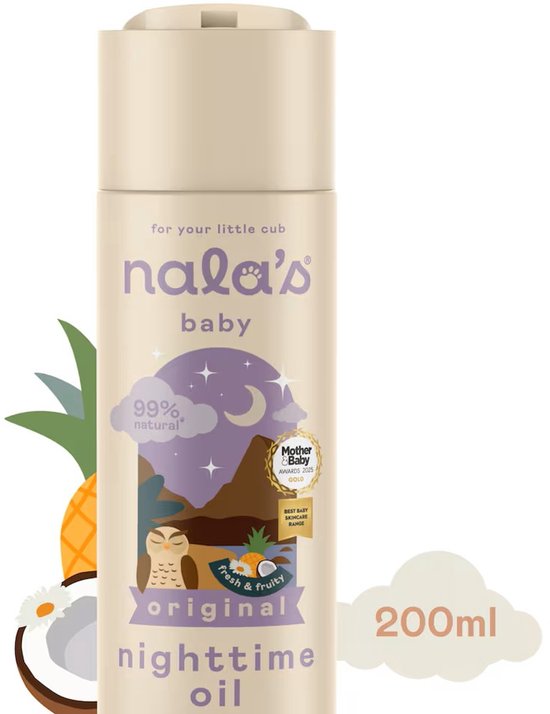 Nala's Baby Original Nighttime Oil with coconut oil, Apricot & lavender, 200ml van Merkloos