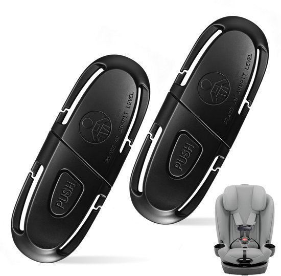 Namajunas - 2 Stusk Gordelclip - Accessoire voor Autokinderstoel - Borstclip - Verstelbare Autogordel Clip - Gordelclip kinderstoel - Voorkomt dat kind armen uit veiligheidsharnas kan halen - Voor Autostoel, Kinderwagen en Kinderstoel - Zwart