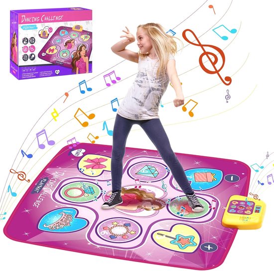 Namajunas - Dansmat voor meisjes - Muziekmat - Interactieve Speelmat - Dans Speelgoed voor Meisjes Kinderen 3-9+ Jaar - Cadeau - met LED-verlichting, instelbaar volume, ingebouwde muziek, 3 uitdagingsniveaus van Namajunas
