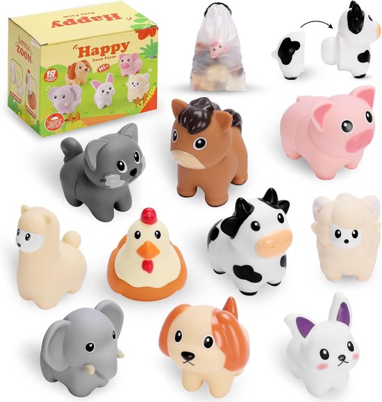 Namajunas - Dieren Stapel Speelgoed - Educatief speelgoed peuter - Montessori speelgoed - Leerzaam speelgoed voor jongens en meisjes - 10 stuks Little People Dieren Matchspellen - 1 jaar - 2 jaar - 3 jaar - 4 jaar - Cadeau voor kinderen van Merkloos