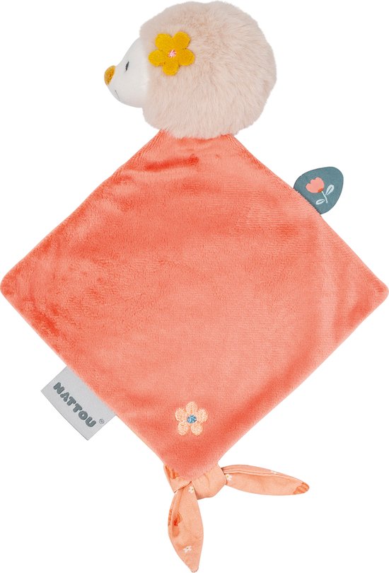 Nattou Egel Zoe - Knuffeldoekje Doudou - 30x20 cm - Koraal van N/A