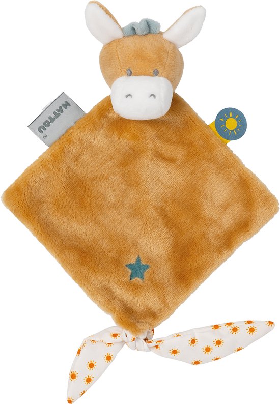Nattou ezel Leo - Knuffeldoekje Doudou - 30 cm - Donker warm beige van Nattou