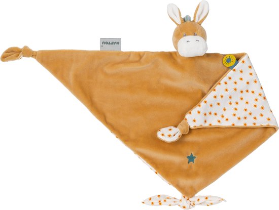Nattou ezel Leo - Knuffeldoekje Doudou - 63 cm - Donker warm beige van Merkloos