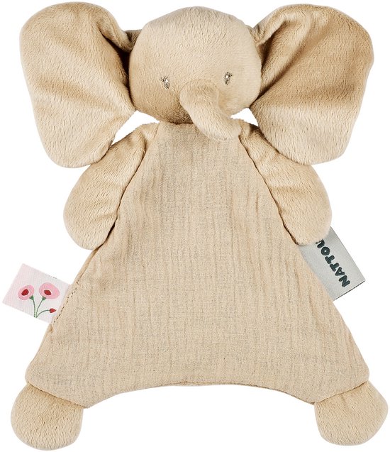 Nattou FanFan Baby Knuffeldoekje - 25 x 20 cm - Doudou Olifant - Baby Cadeau - Zand van Nattou