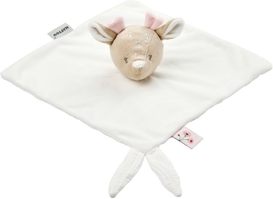 Nattou FanFan Baby Knuffeldoekje - 27 x 27 cm - Doudou hertje - Baby Cadeau - Gebroken Wit van N\A