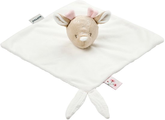 Nattou FanFan Baby Knuffeldoekje - 27 x 27 cm - Doudou hertje - Baby Cadeau - Gebroken Wit