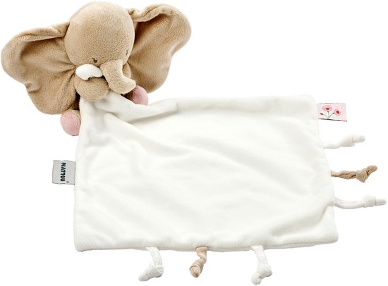 Nattou FanFan Baby Knuffeldoekje met Knuffel - 27 x 27 cm - Doudou Olifant - Baby Cadeau - Gebroken Wit van Nattou