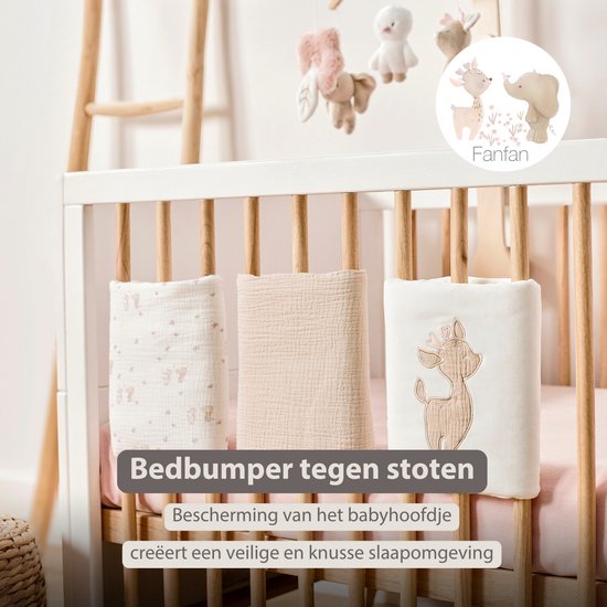 Nattou FanFan Bedbumper Set - Baby Hoofdbeschermer - 20 cm x 20 cm - 6 stuks van Nattou