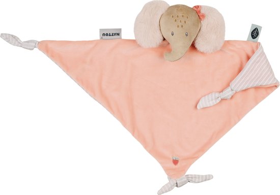Nattou FLO, ERNEST & OLI Maxi Knuffeldoekje - Olifant - 62 cm - Roze van Nattou