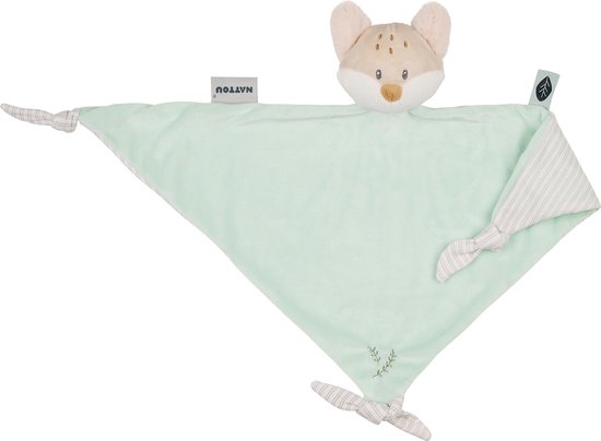 Nattou FLO, ERNEST & OLI Maxi Knuffeldoekje - Vos - 62 cm - Munt Groen van Nattou