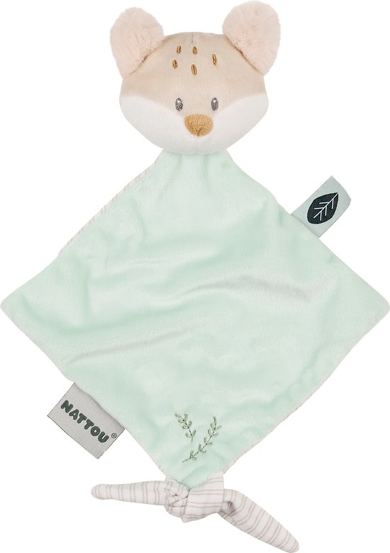 Nattou FLO, ERNEST & OLI Mini Knuffeldoekje - Vos - 19 cm - Munt Groen van Nattou