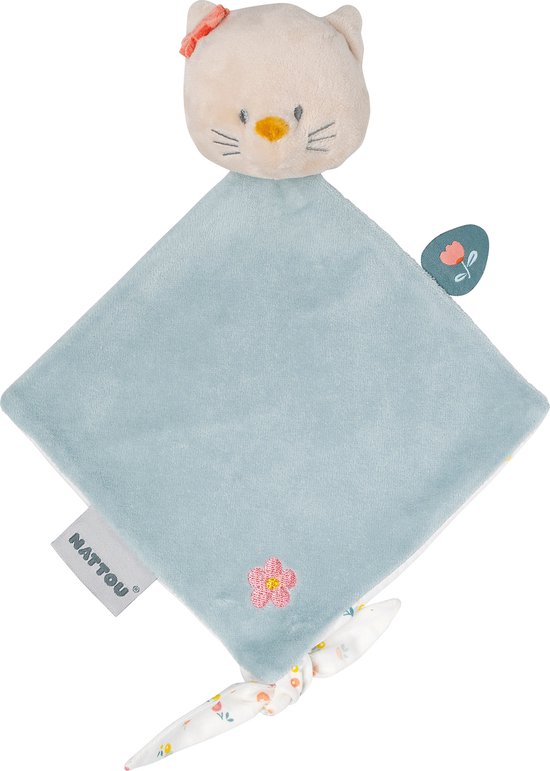 Nattou Kat Lana - Knuffeldoekje Doudou - 30x20 cm - Dusty Blauw van Nattou