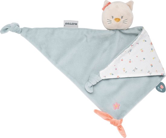 Nattou Kat Lana - Knuffeldoekje Doudou - 65x35 cm - Dusty Blauw van N/A
