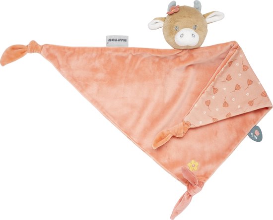 Nattou Koe Mila - Knuffeldoekje Doudou - 65x35 cm - Koraal van Nattou