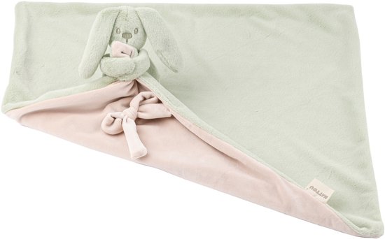 Nattou Lapidou Baby Dekentje met Knuffel - 50 x 50 cm - Doudou Konijn - Baby Cadeau - Lindengroen van Merkloos
