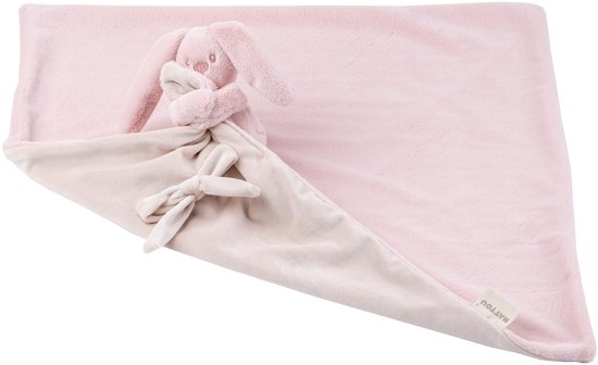 Nattou Lapidou Baby Dekentje met Knuffel - 50 x 50 cm - Doudou Konijn - Baby Cadeau - Poederroze