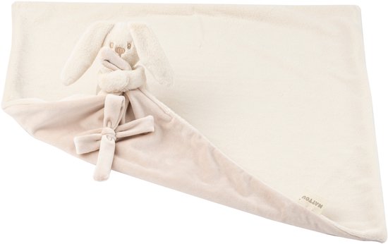 Nattou Lapidou Baby Dekentje met Knuffel - 50 x 50 cm - Doudou Konijn - Baby Cadeau - Zand van Nattou