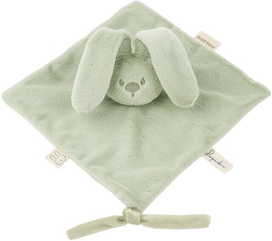 Nattou Lapidou Baby Knuffeldoekje - 27 x 27 cm - Doudou Konijn - Baby Cadeau - Lindengroen van Merkloos