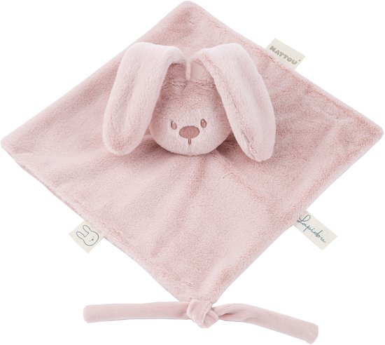 Nattou Lapidou Baby Knuffeldoekje - 27 x 27 cm - Doudou Konijn - Baby Cadeau - Poederroze van Merkloos