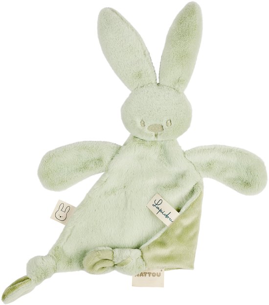 Nattou Lapidou Baby Knuffeldoekje - 37 x 35 cm - Doudou Konijn - Lindegroen