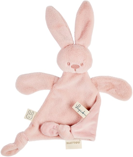 Nattou Lapidou Baby Knuffeldoekje - 37 x 35 cm - Doudou Konijn - Poederroze van Nattou